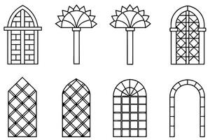Unique Floral Line Art with Trellis line art Patterns vector