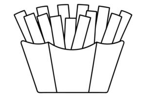 French fries line art rendering showcasing classic crispy fries image vector