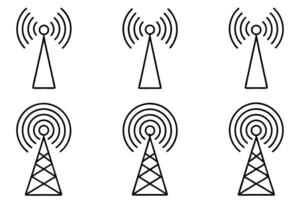 Radio signal frequency line art illustration capturing complex signal waves vector