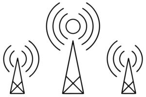 Radio signal frequency line art illustration demonstrating signal movement vector