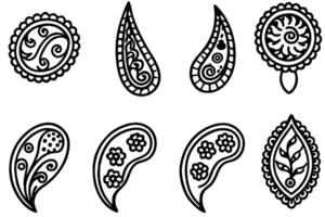 Paisley line art refined illustration featuring complex swirling shapes vector