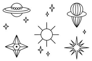 Retro futuristic sparkle line art featuring shining retro technology vector