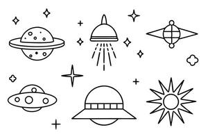 Retro futuristic sparkle line art combining classic and futuristic elements vector
