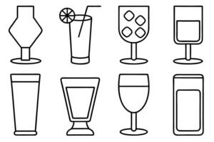 Drink Glass with Ice Line Art Illustration Adding Chic Touch to Decor vector