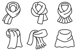 Simple scarf line art depiction showcasing minimalist accessory concepts vector