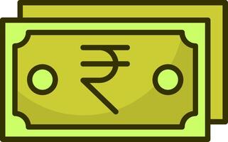 Indian Rupee Note Filled Style Icon Design vector