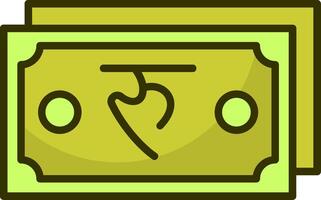 Nepalese Rupee Note Filled Style Icon Design vector