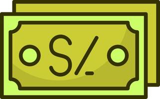 Peruvian Sol Note Filled Style Icon Design vector