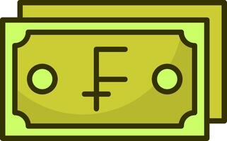 Swiss Franc Note Filled Style Icon Design vector
