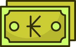 Lao Kip Note Filled Style Icon Design vector