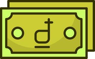 Vietnamese Dong Note Filled Style Icon Design vector