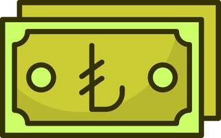 Turkish Lira Note Filled Style Icon Design vector