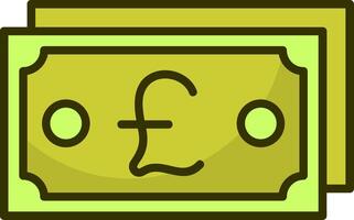 British Pound Sterling Note Filled Style Icon Design vector