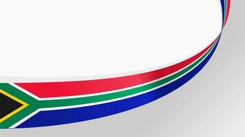 Curved ribbon with flag of south africa on white background with copyspace vector