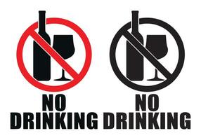 No Drinking Sign Sticker with text vector