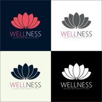 wellness lotus flowers salon and spa logo set design template vector