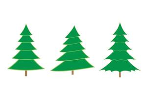 Three green christmas trees on a white background vector