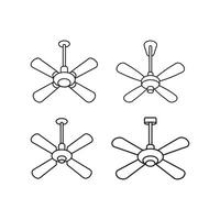 Ceiling fan outline icons set, ceiling fan logo background. black ceiling fan icon for web design isolated on white background. vector