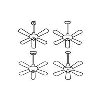 Ceiling fan icons set, ceiling fan logo background. vector