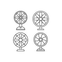 Table fan outline icons set, Table fan logo background. black table fan icons for web design isolated on white background. vector
