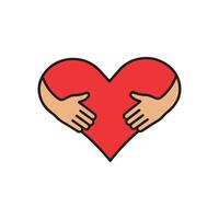 Hands forming heart shape icon. Care for love. Simple illustration cartoon icon of two hands forming a heart shape. vector