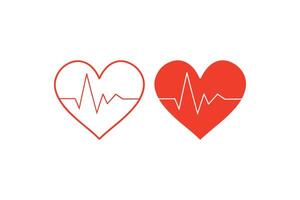 Red Heart with Pulse, Heart icons with Pulse, Hearbeat icon collection, heart beat pulse icon, heart beat outline. vector