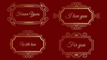 Valentines Day text in a vintage frame set. Design banner invitation card recognition web page. illustration. vector