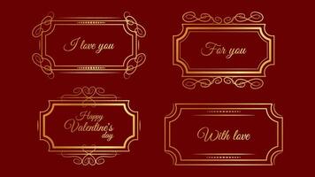 Valentines Day text in a vintage frame. Design banner invitation card recognition web page. illustration. vector