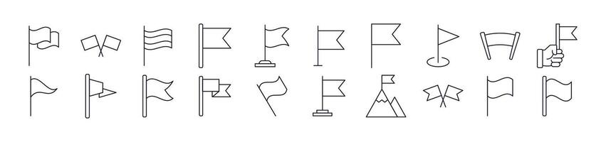 Collection of Signs of Flag Drawn with Thin Line for apps, web sites, banners, infographics and other types of design vector