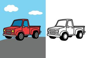 A boxy pickup truck with a flatbed in the back vector
