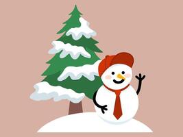 Snowman Christmas Tree Background Illustration vector