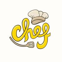 Chef Typography Logo Illustration with Text and Cooking Hat vector