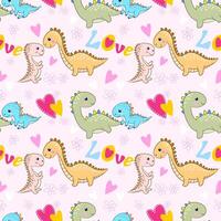Valentine's concept with cute dinosaur heart shape seamless pattern vector