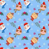Christmas concept with cute cat seamless pattern vector