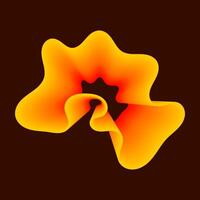 vibrant organic shape of orange and yellow, resembling a fluid or flame, set against a dark background. vector