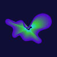 Dynamic organic shape of purple and green, resembling a fluid or energy vector