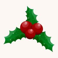 Christmas holly leaf. Traditional holiday element. illustration. A separate element of graphic design. vector