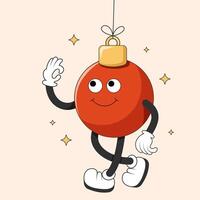 Christmas groovy mascot characters. New Year's ball. illustration. vector