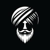a man with a turban and beard in a white background vector