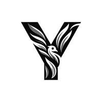 the letter y is made up of a bird and leaves vector
