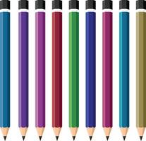 set color pencils isolated on white background vector
