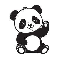A cute baby panda silhouette with a round face, playful posture, and distinctive markings, symbolizing innocence, charm, and nature in a minimalist design. vector
