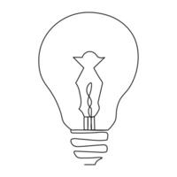 Single continuous one line art idea light bulb. Creative solution team work lamp concept design sketch outline drawing illustration vector