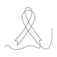 One single continuous line of ribbon for world cancer day isolated on white background illustration vector