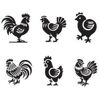 chicken icon set, vector