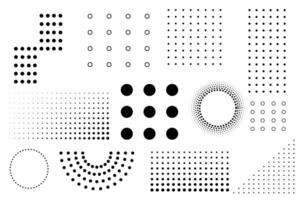 Dots shape design. Geometric abstract isolated black elements, graphic line Memphis style, modern background. Banner trendy decoration, dots and grid. minimal illustration vector