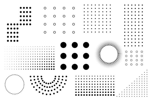 Dots shape design. Geometric abstract isolated black elements, graphic line Memphis style, modern background. Banner trendy decoration, dots and grid. minimal illustration