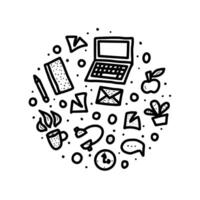 Round badge of office work. sketch. vector
