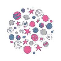 Space objects and symbols set. illustration vector