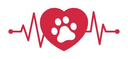 paw of dog on heart vector